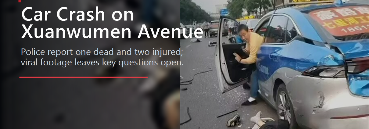 Realistic news cover for the Luoyang Xuanwumen Avenue car crash police report
