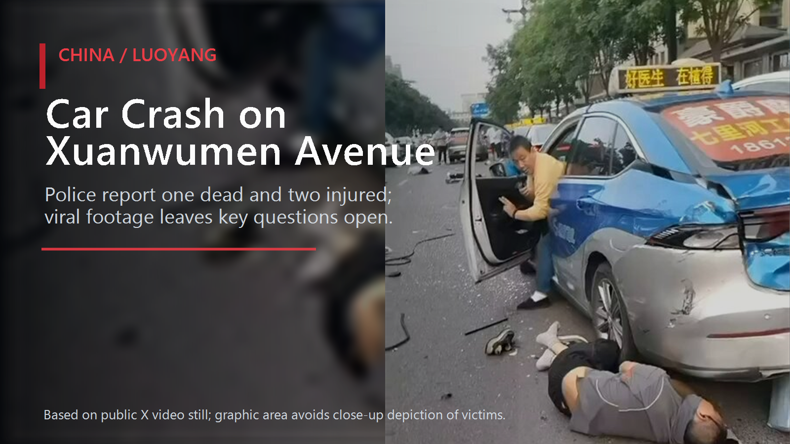 Realistic news cover for the Luoyang Xuanwumen Avenue car crash police report